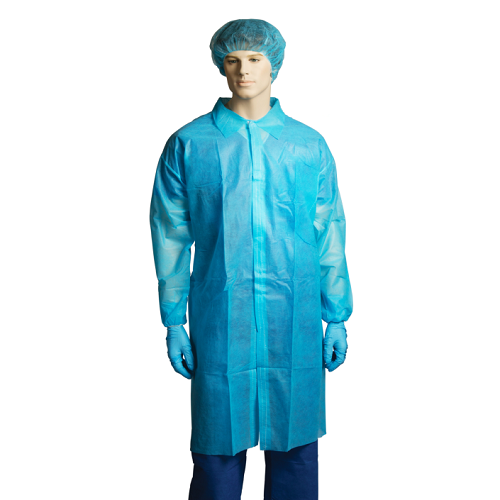 Lab Coat Blue Protective Disposable Dust Coat Unisex Dress Up Polypropylene
